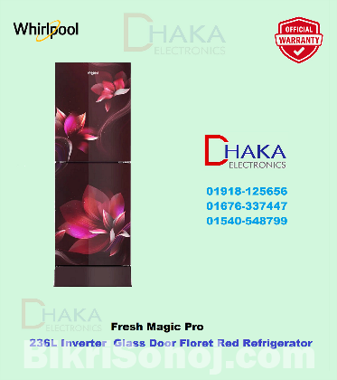 Whirlpool 236L Fresh Magic Pro Inverter Floret Red
